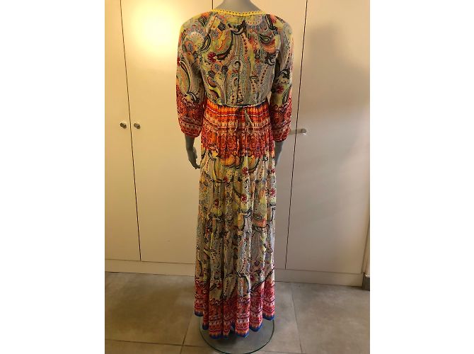 Autre Marque Jeff Gallano Langer gelber mehrfarbiger Kleid - Ansicht 2