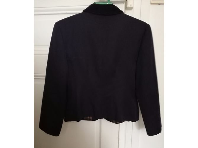 Blazer Bonpoint in lana blu navy - vista 2