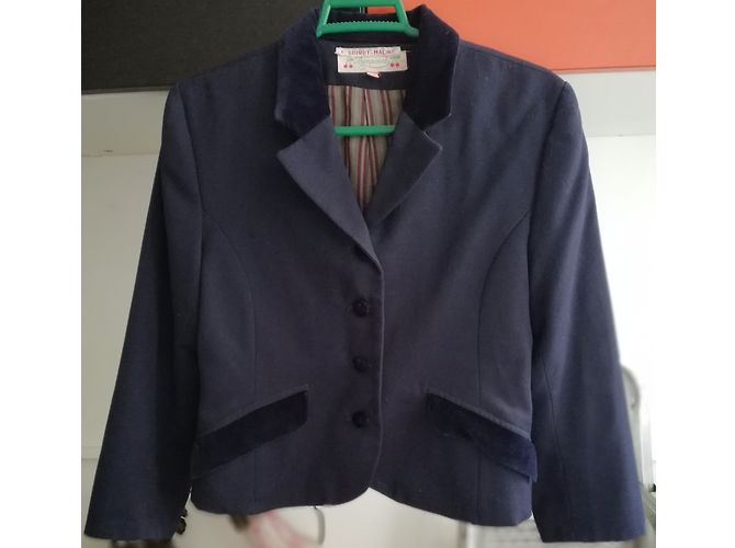 Blazer Bonpoint in lana blu navy - vista 3