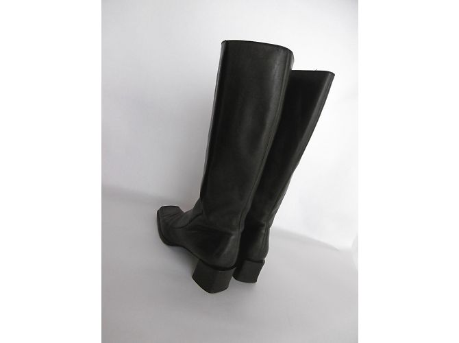 Hermès Lederstiefel mit niedrigem Absatz Schwarz - Ansicht 3