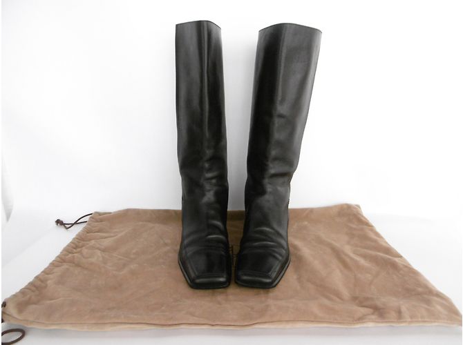 Hermès Lederstiefel mit niedrigem Absatz Schwarz - Ansicht 5
