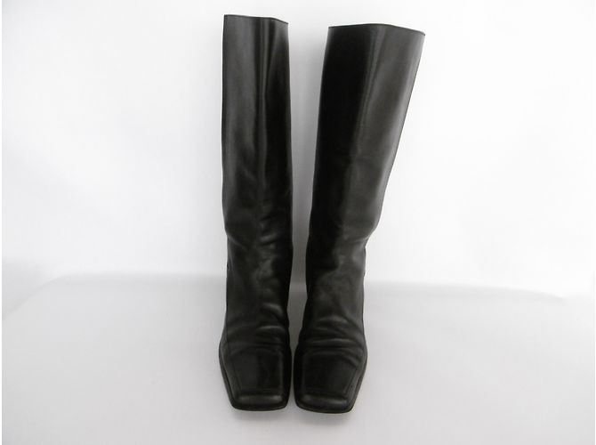 Hermès Lederstiefel mit niedrigem Absatz Schwarz - Ansicht 6