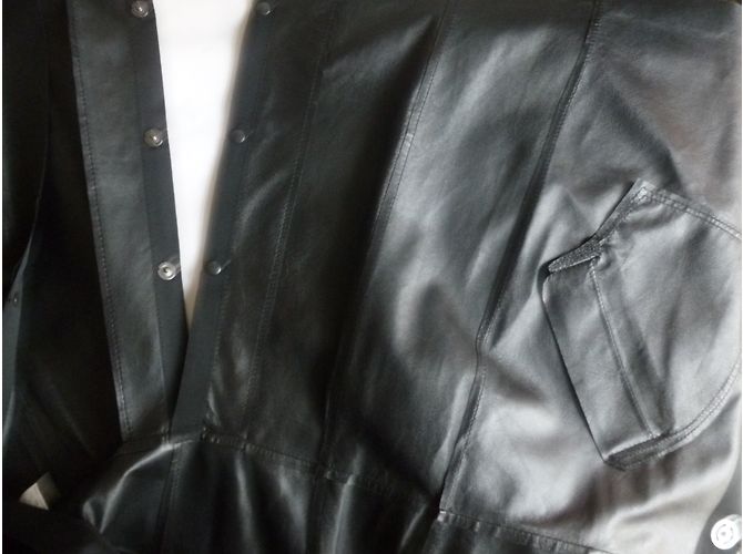 Cappotto Sportmax in pelle d'agnello nero - vista 11