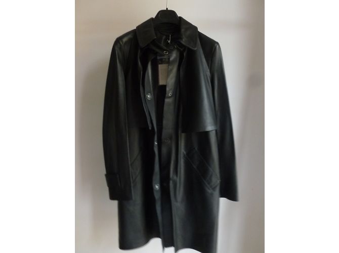 Cappotto Sportmax in pelle d'agnello nero - vista 2