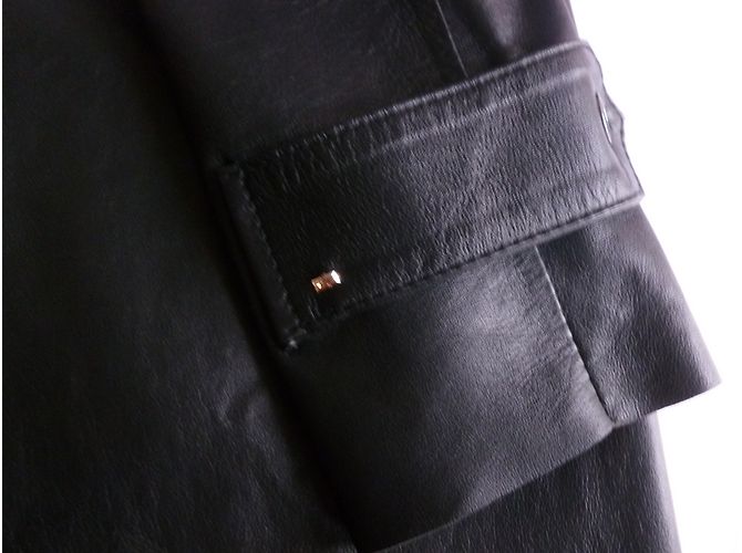 Cappotto Sportmax in pelle d'agnello nero - vista 9