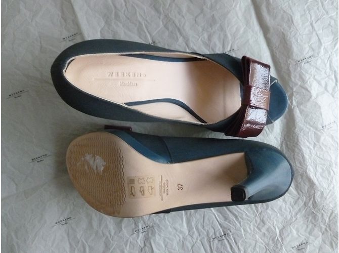 Weekend Max Mara peeptoes in raso e pelle - vista 5