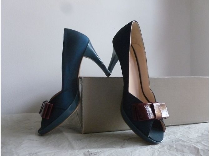 Weekend Max Mara peeptoes in raso e pelle - vista 8