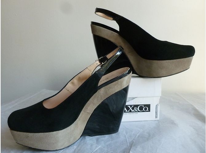 Max & Co echtes Wildleder-Dekolleté Schwarz Taupe - Ansicht 6
