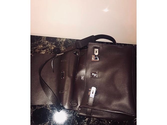 Borsa a tracolla Hermès in pelle Taurillon Clemence marrone - vista 13