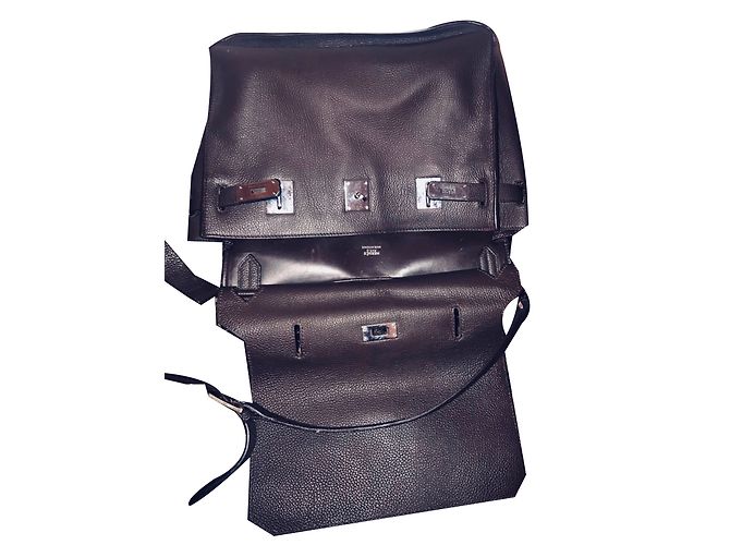 Borsa a tracolla Hermès in pelle Taurillon Clemence marrone - vista 2