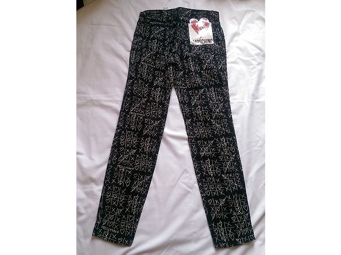Vaqueros Moschino Negros de Algodón con Corazón Blanco - vista 2