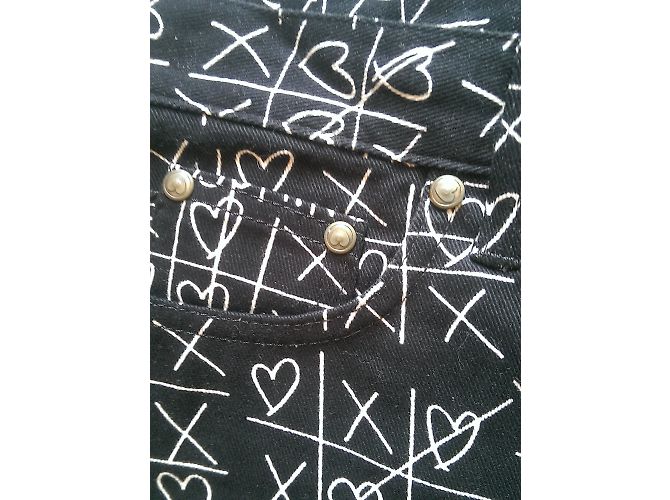 Vaqueros Moschino Negros de Algodón con Corazón Blanco - vista 3