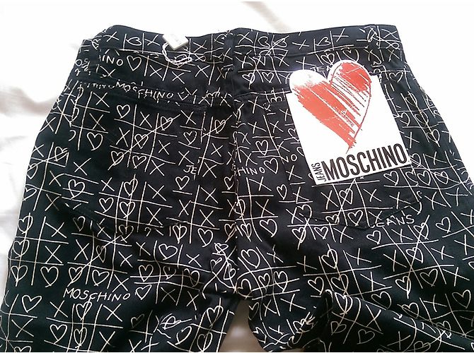 Vaqueros Moschino Negros de Algodón con Corazón Blanco - vista 6