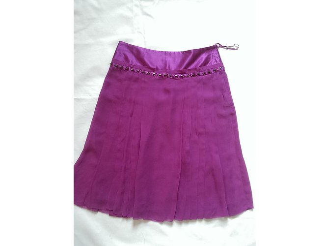 Falda plisada de seda Massimo Dutti Ciruela - vista 2