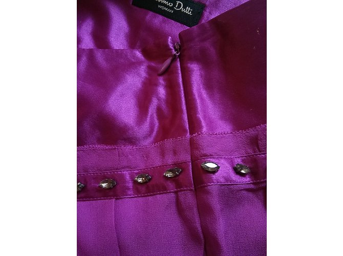 Falda plisada de seda Massimo Dutti Ciruela - vista 3
