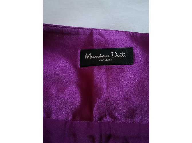 Falda plisada de seda Massimo Dutti Ciruela - vista 4