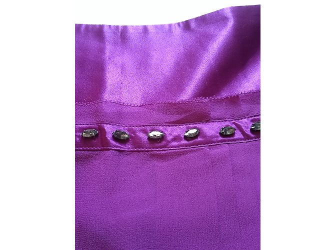 Falda plisada de seda Massimo Dutti Ciruela - vista 5