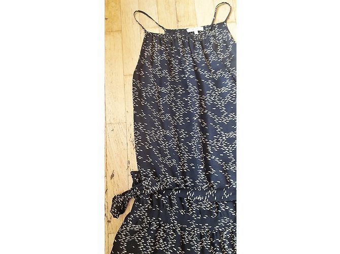 Vestido Bel Air T2 de seda negro estampado de peces - vista 3