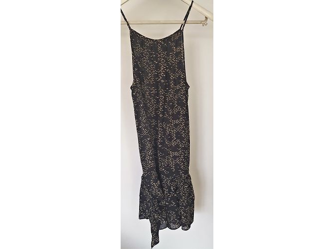 Vestido Bel Air T2 de seda negro estampado de peces - vista 5