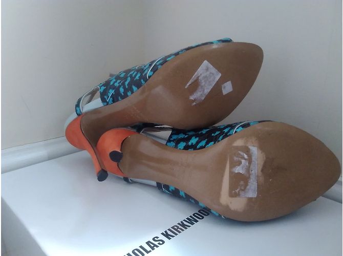 Sandali Peep Toe Nicholas Kirkwood in Python Multicolore - vista 3