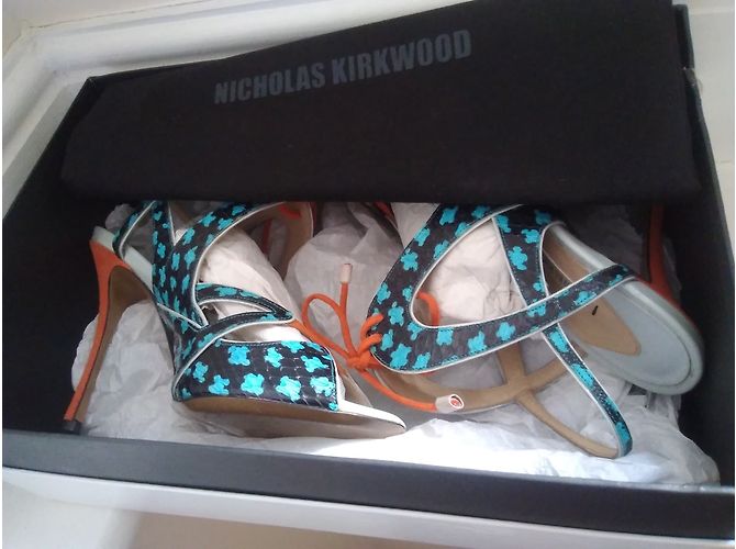 Sandali Peep Toe Nicholas Kirkwood in Python Multicolore - vista 6