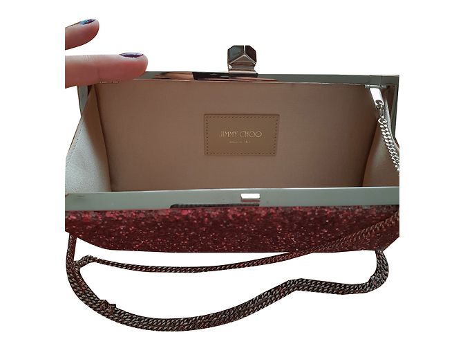 Pochette Jimmy Choo Paillette Rosa Paglia - vista 2
