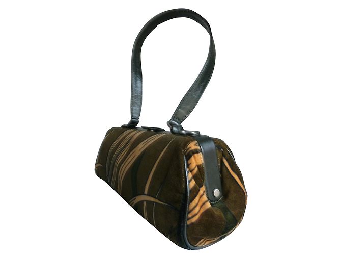 Max & Co borsa a mano in vera pelle e velluto Verde oliva - vista 2