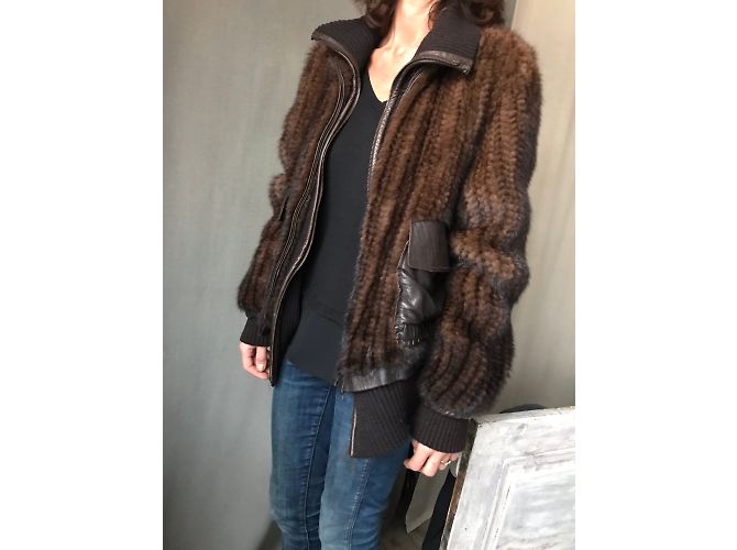 Chaqueta de visón de punto marrón Sylvie Schimmel Castaño - vista 4