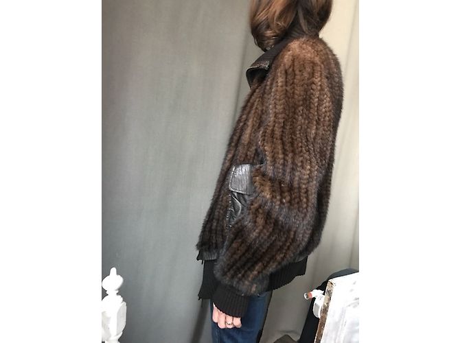 Chaqueta de visón de punto marrón Sylvie Schimmel Castaño - vista 5