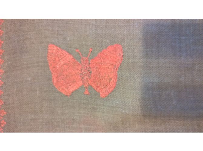 Autre Marque Pashmina in cashmere corallo e taupe - vista 6