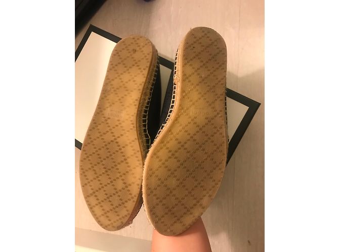 Gucci Espadrilles Schwarz Dunkelgrau Leder Stoff 36 Anthrazitgrau - Ansicht 3