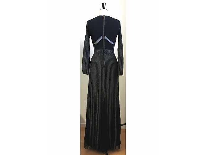 Elie Saab Strick Maxikleid schwarz und gold Lurex - Ansicht 2