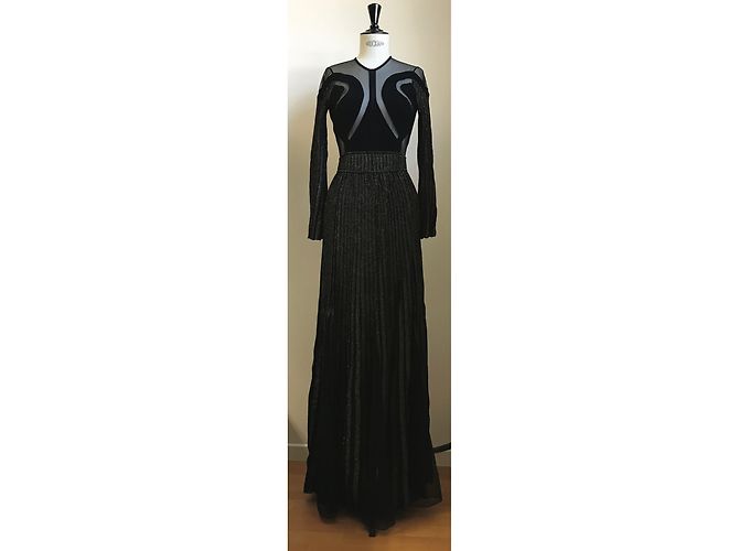 Elie Saab Strick Maxikleid schwarz und gold Lurex - Ansicht 7