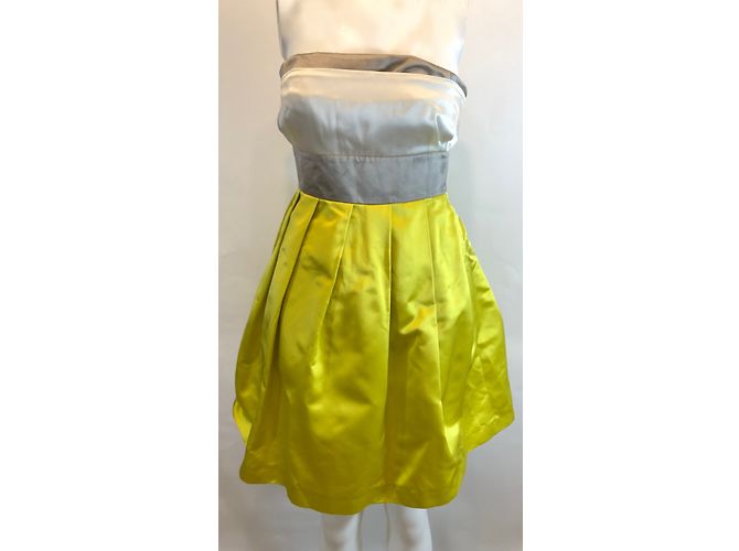 Tara Jarmon Trägerloses Kleid Grau Gelb Seide - Ansicht 2