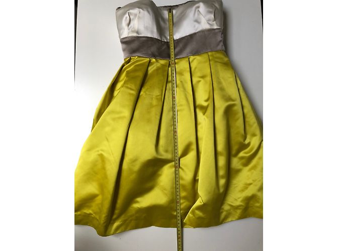 Tara Jarmon Trägerloses Kleid Grau Gelb Seide - Ansicht 4
