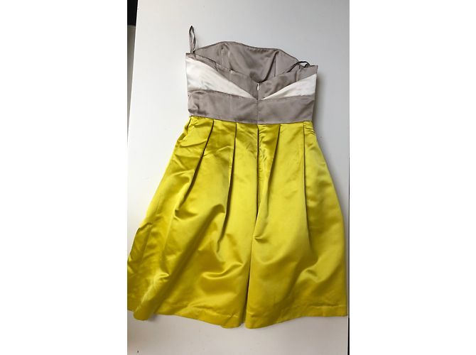Tara Jarmon Trägerloses Kleid Grau Gelb Seide - Ansicht 5