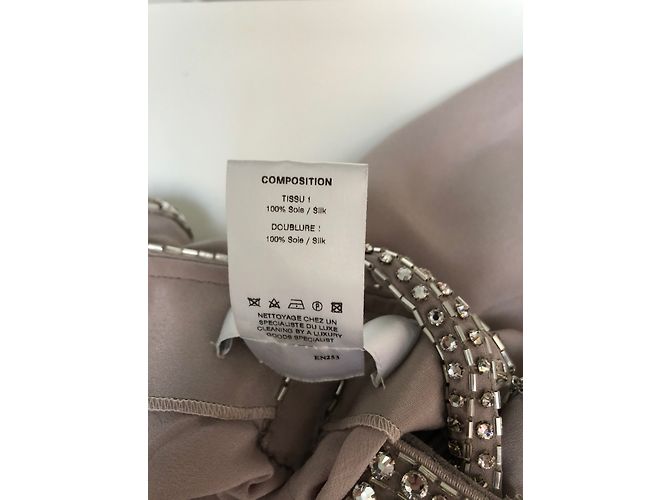 Azzaro Julie Seidenkleid Taupe Grau - Ansicht 7