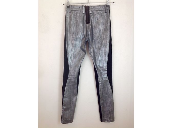 Acne Leggings Silber Metallic Denim Schwarz - Ansicht 2