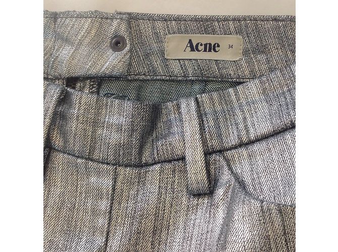 Acne Leggings Silber Metallic Denim Schwarz - Ansicht 3