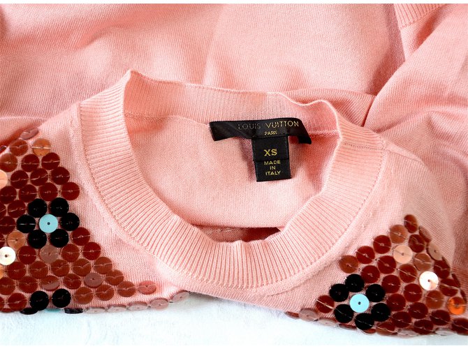 Louis Vuitton Woll und Seidenpullover Rosa Kurzarm Pink - Ansicht 3