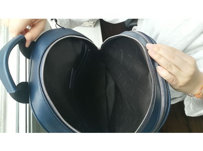 Zaino Lancel Oscar in pelle nero blu navy - vista 4