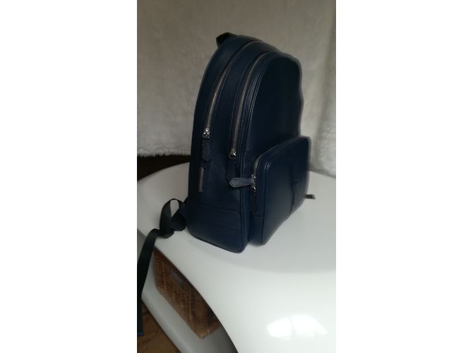 Zaino Lancel Oscar in pelle nero blu navy - vista 7