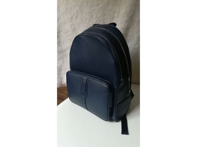 Zaino Lancel Oscar in pelle nero blu navy - vista 8