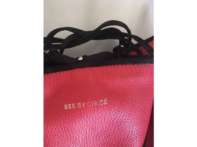 Borsa Satchel See by Chloé in Pelle Rosa Arancio - vista 2