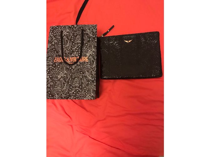 Clutch Zadig & Voltaire in pitone e agnello nero - vista 2