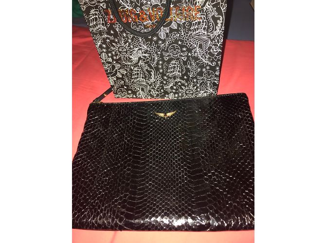 Clutch Zadig & Voltaire in pitone e agnello nero - vista 3