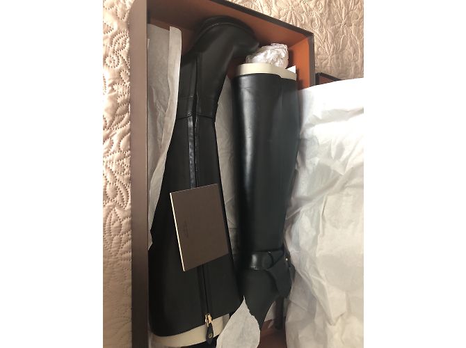 Louis Vuitton Botas altas negras de piel 37 Negro - vista 5