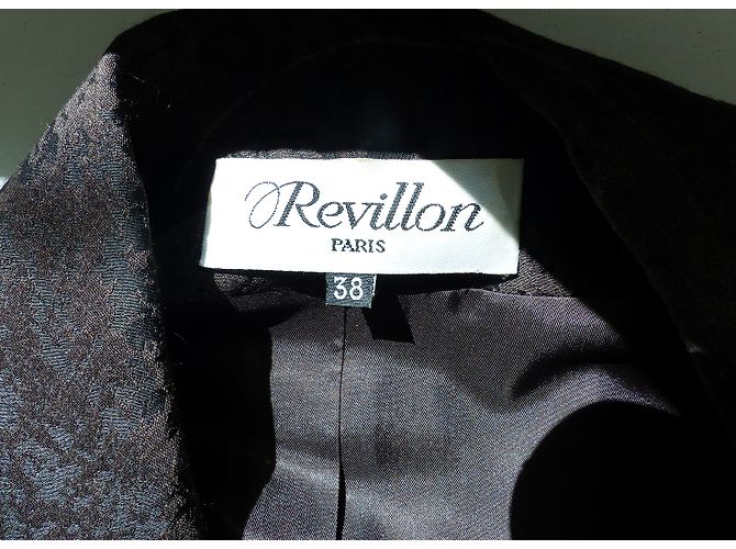 Jaqueta Revillon de lã marrom com padrão preto Tamanho 38 Castanho escuro - vista 4