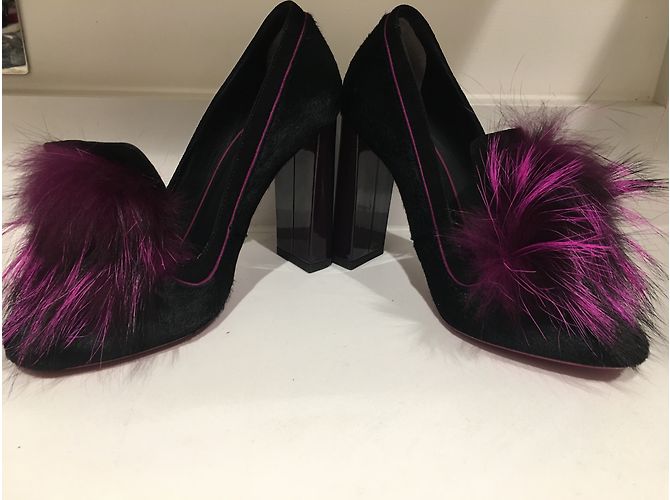 Fendi Fuchsia Violette Absatzschuhe aus Kalbshaar Lila - Ansicht 2