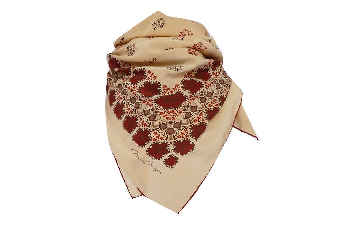 Autre Marque Sciarpa quadrata in seta Michèle Morgan beige marrone ruggine Multicolore - vista 2